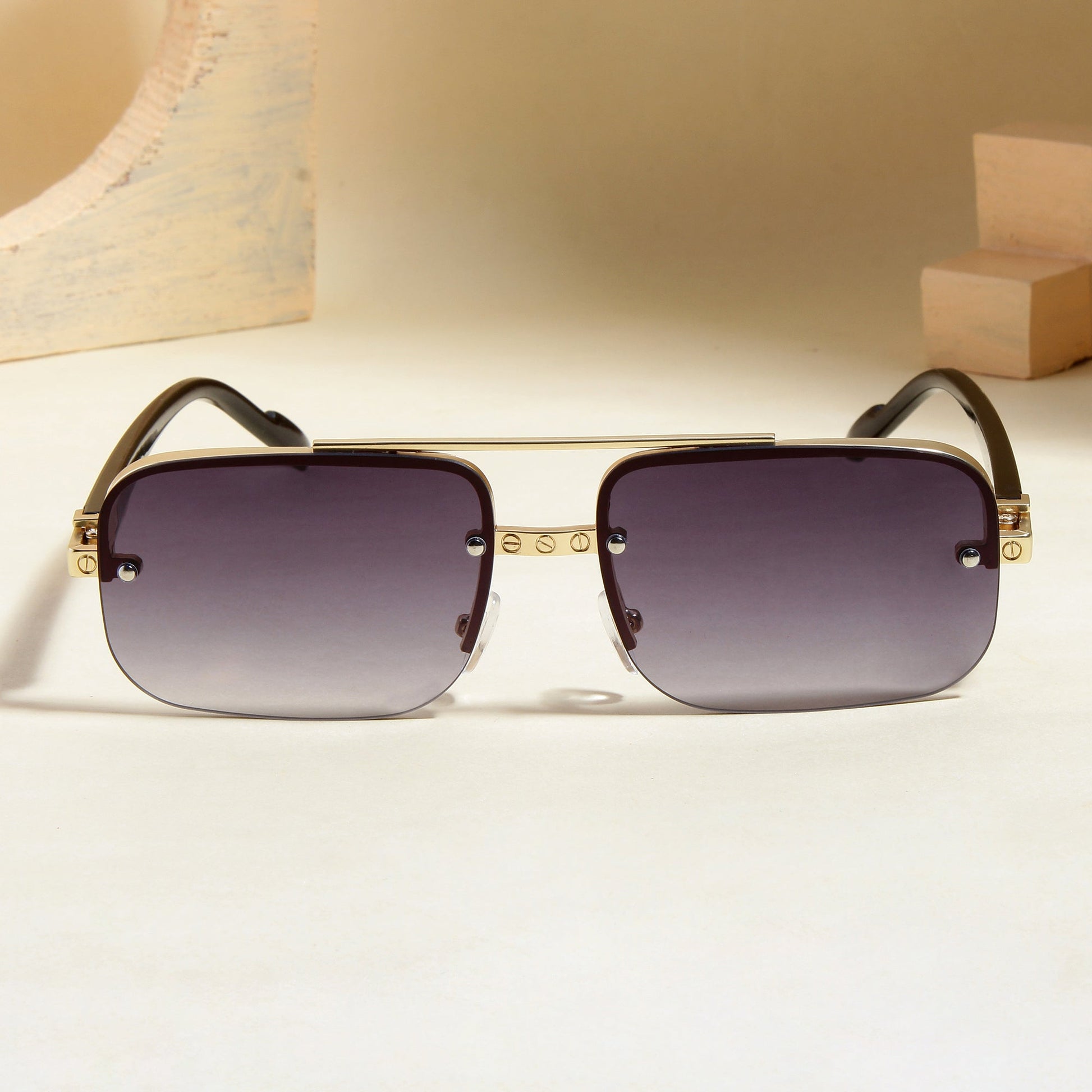 SP2317 Gold and Black Gradient Rectangle Sunglasses
