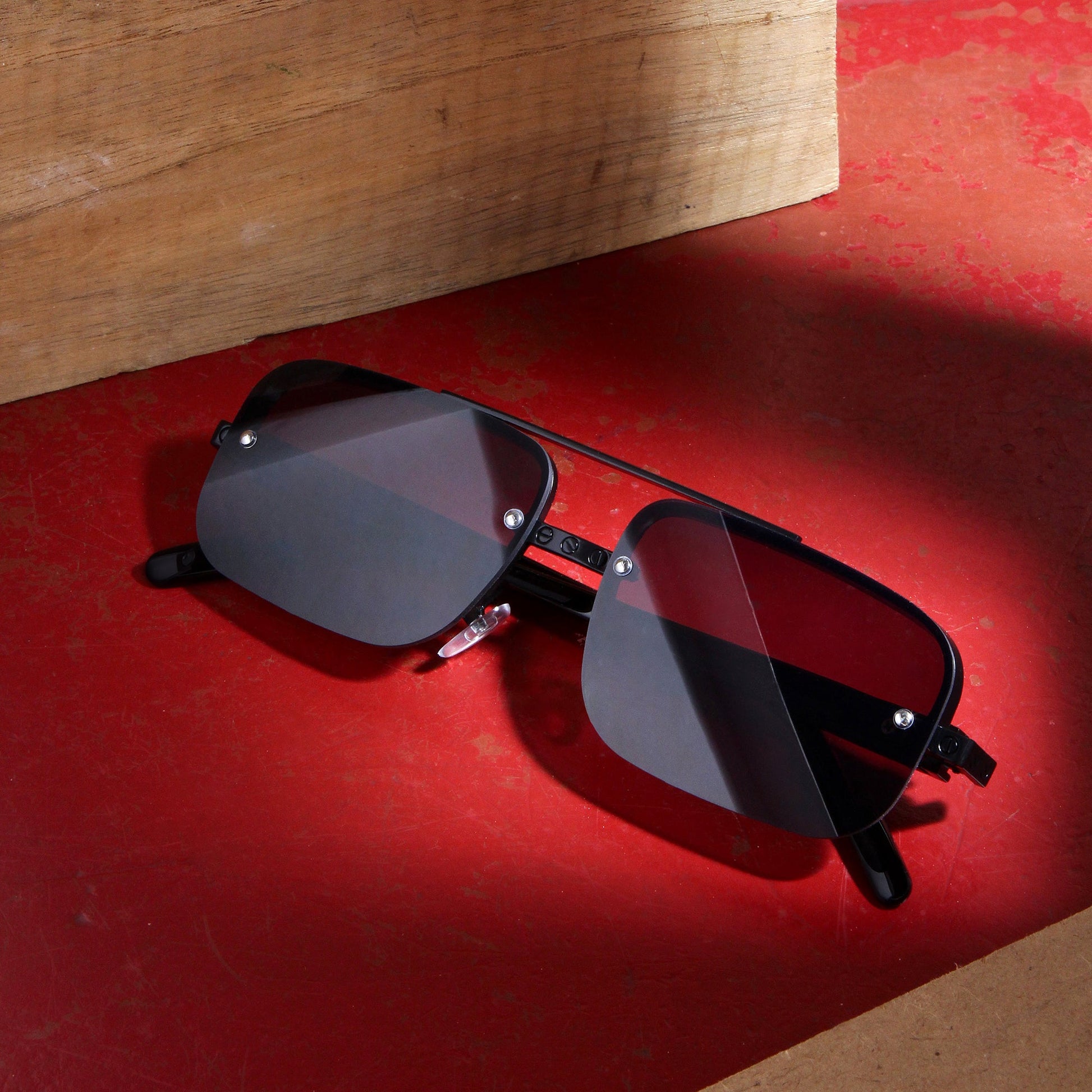 SP2317 Black Rectangle Sunglasses