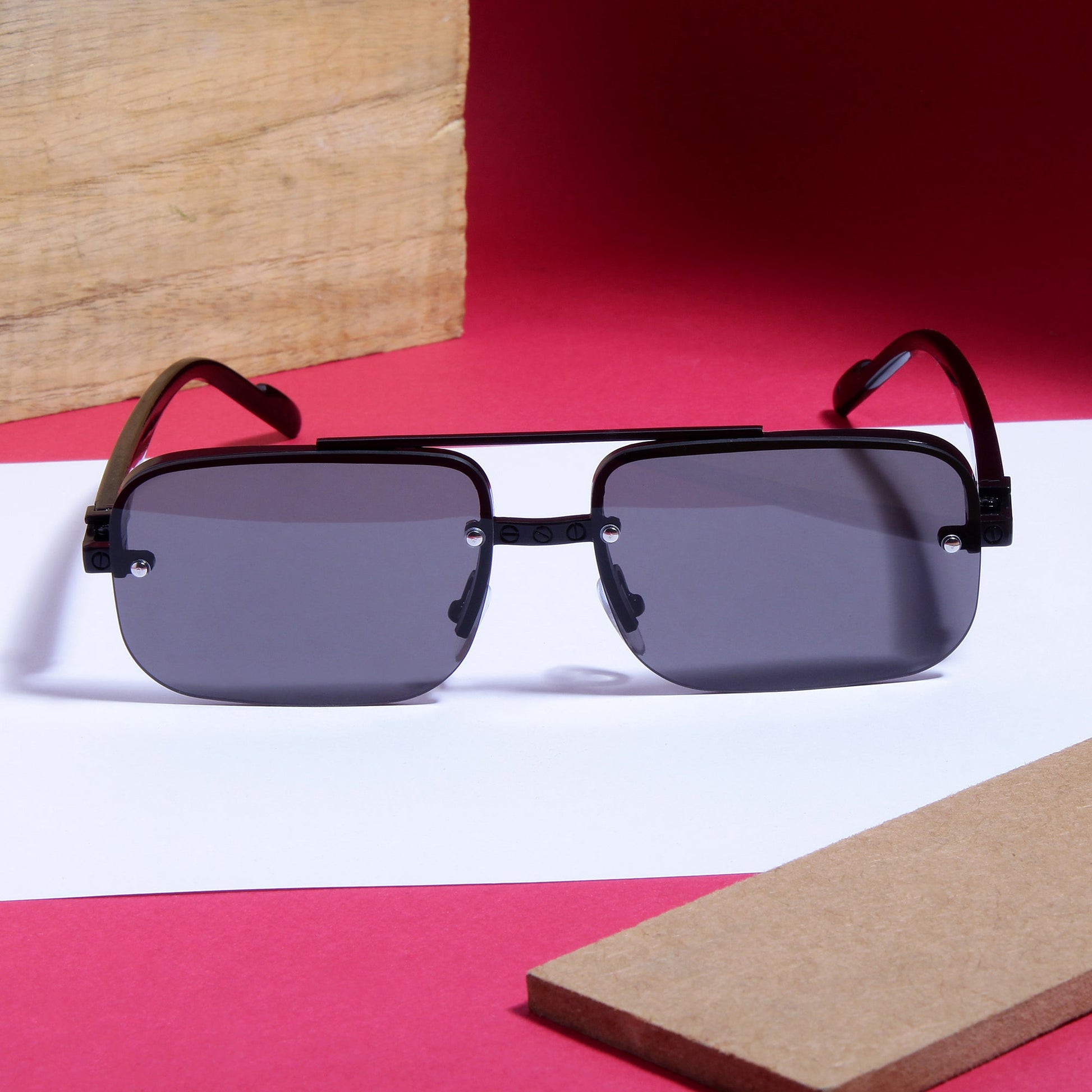 SP2317 Black Rectangle Sunglasses