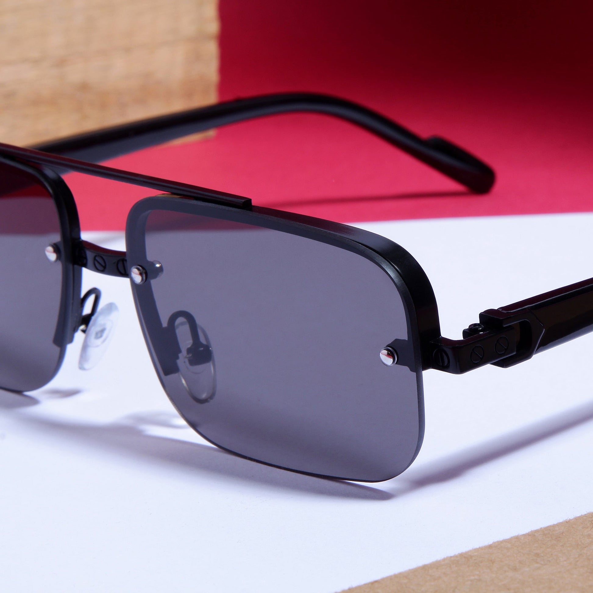 SP2317 Black Rectangle Sunglasses