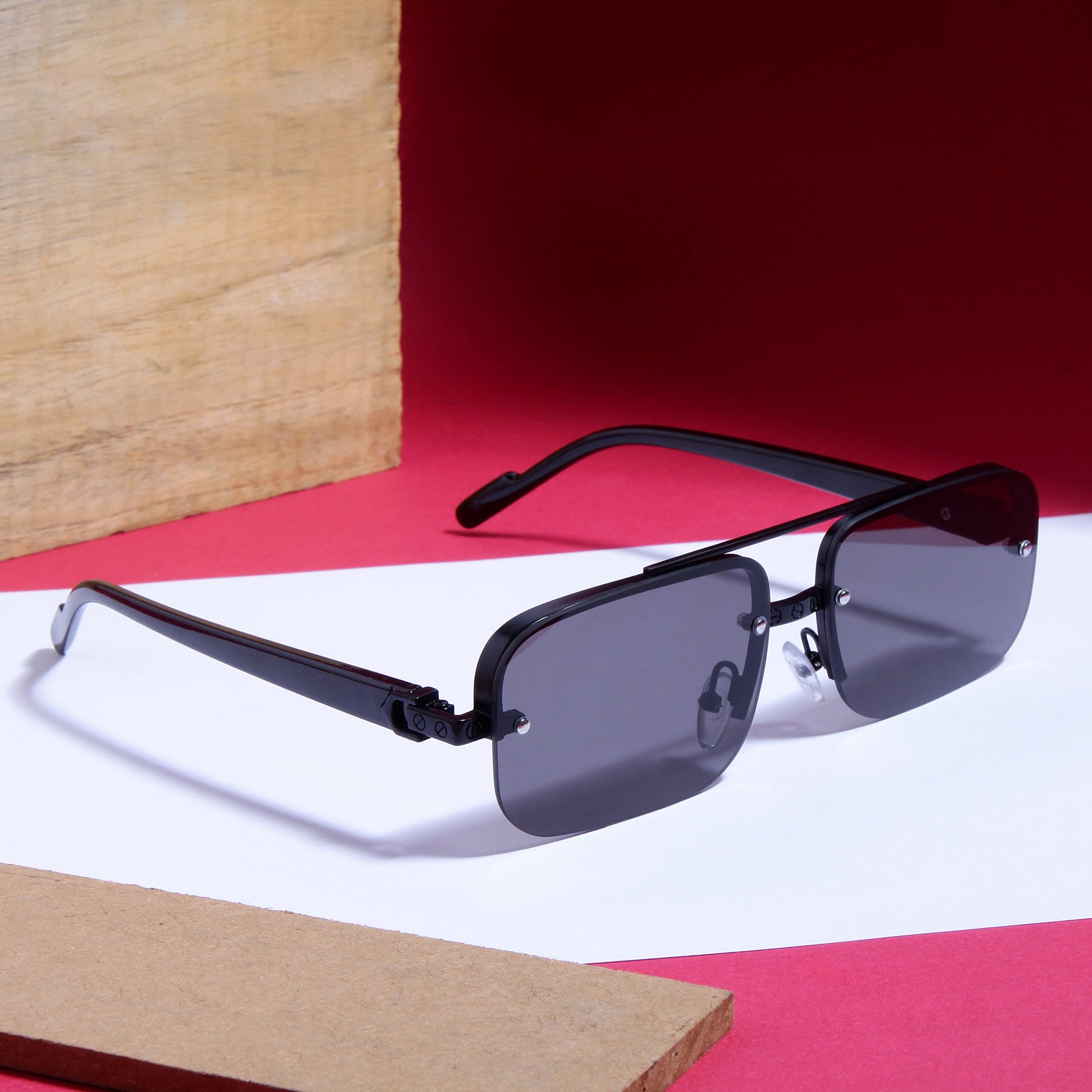 SP2317 Black Rectangle Sunglasses