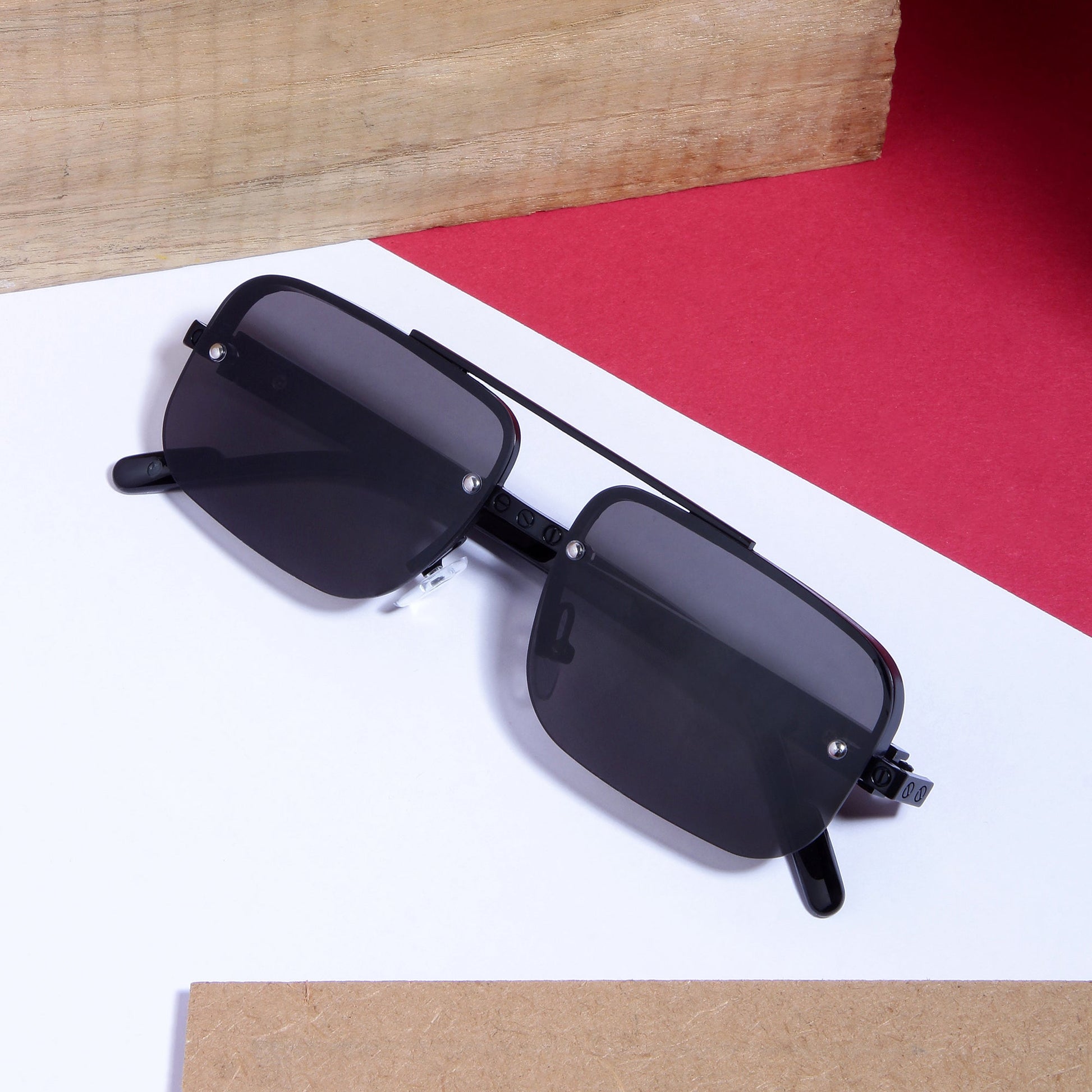 SP2317 Black Rectangle Sunglasses