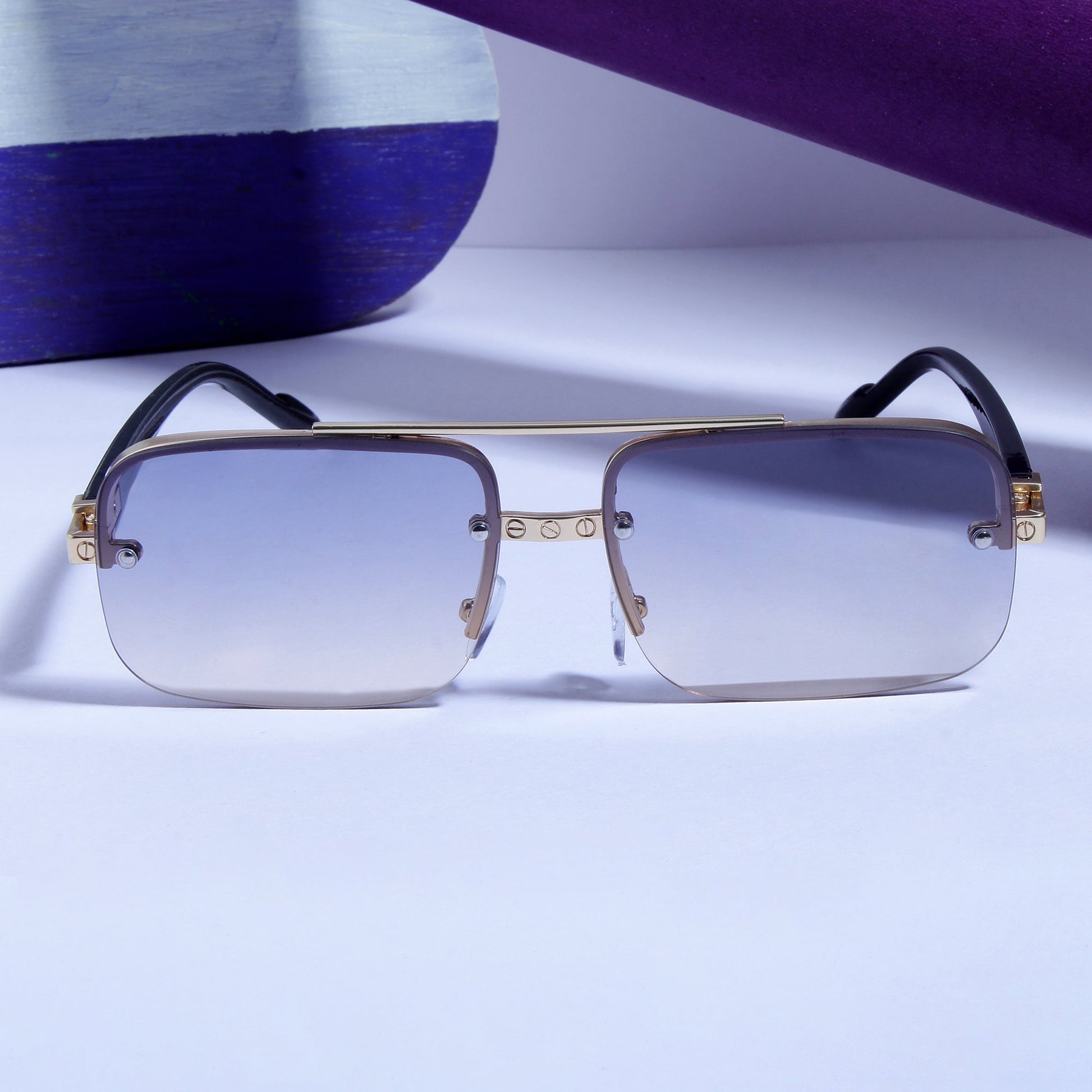 SP2317 Black Peach Gradient Rectangle Sunglasses