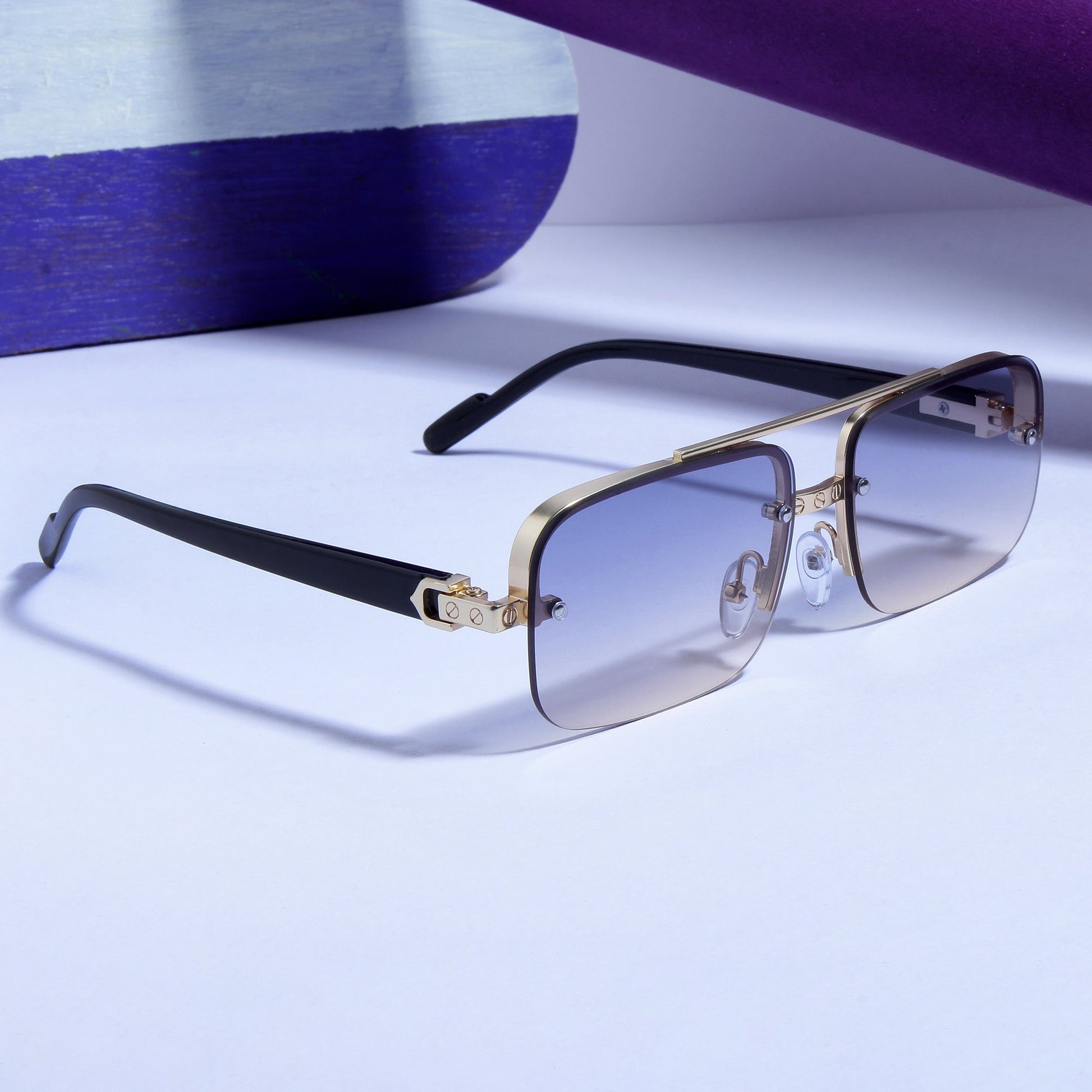 SP2317 Black Peach Gradient Rectangle Sunglasses
