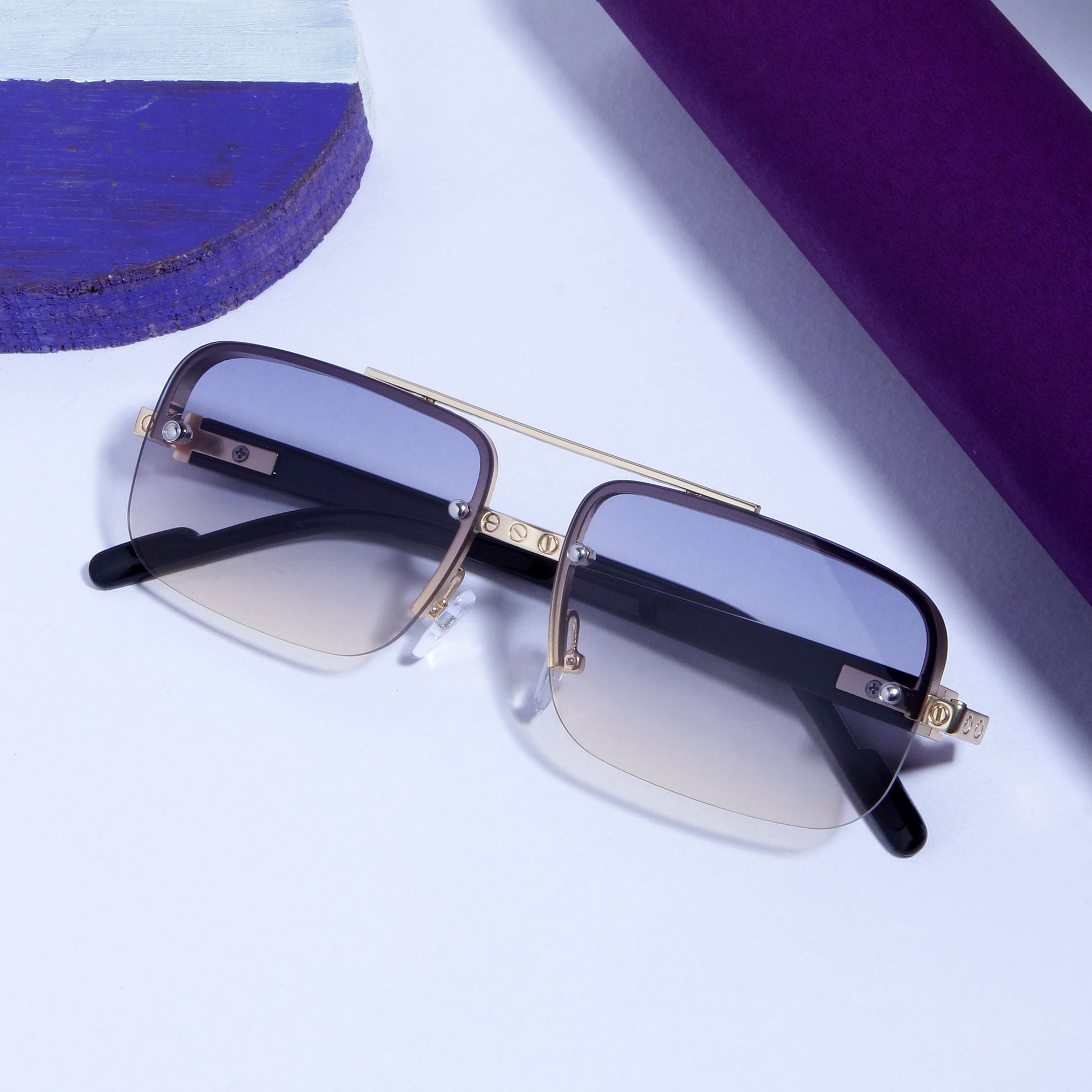 SP2317 Black Peach Gradient Rectangle Sunglasses