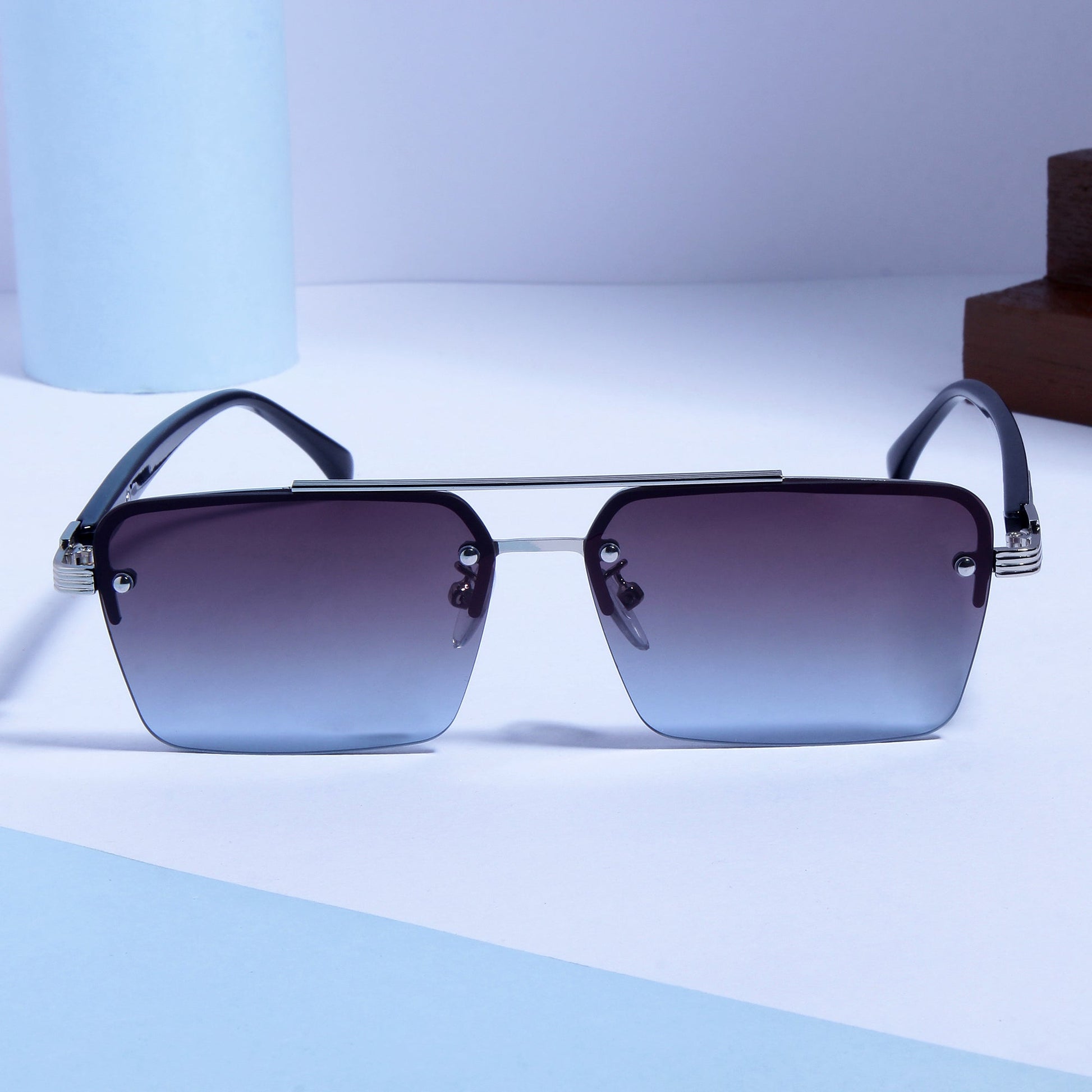 SP2349 Black Blue Gradient Rectangle Sunglasses