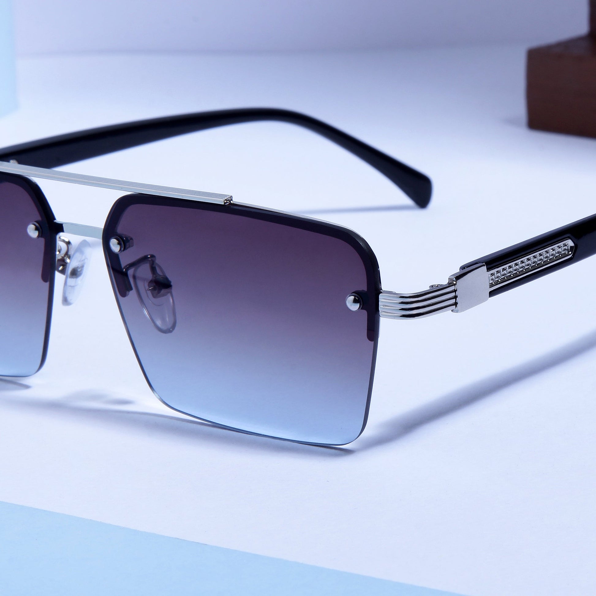 SP2349 Black Blue Gradient Rectangle Sunglasses
