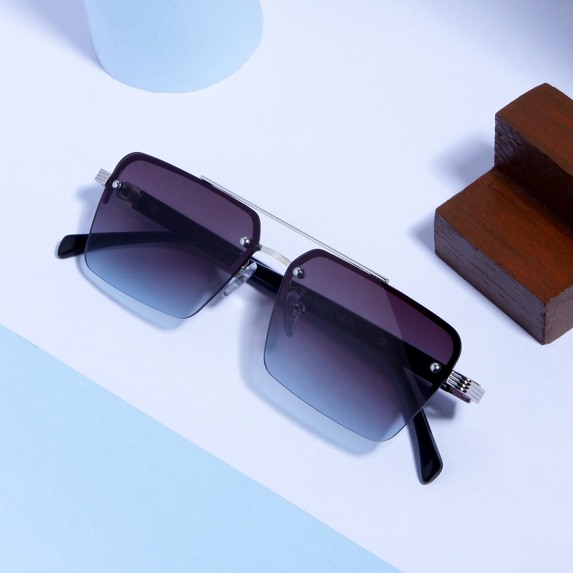 SP2349 Black Blue Gradient Rectangle Sunglasses