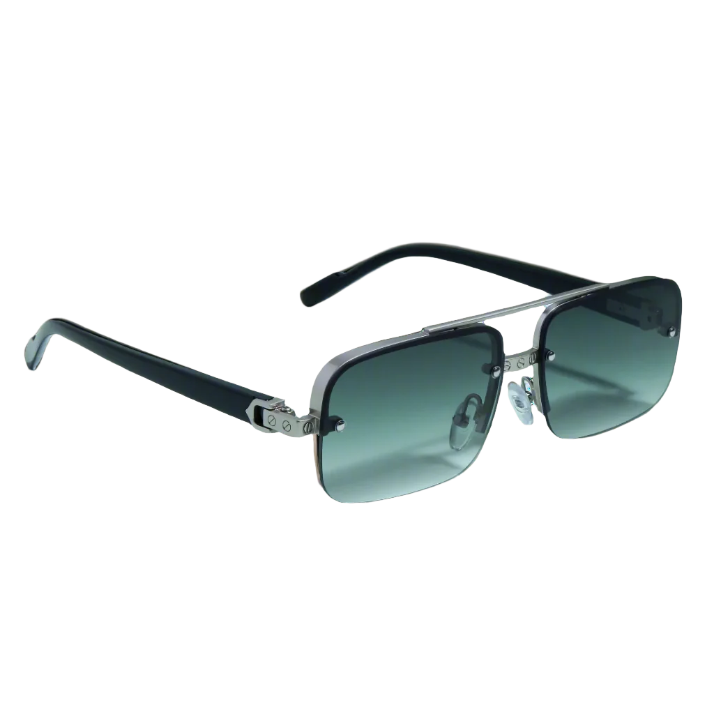SP2317 Black and Green Gradient Rectangle Sunglasses