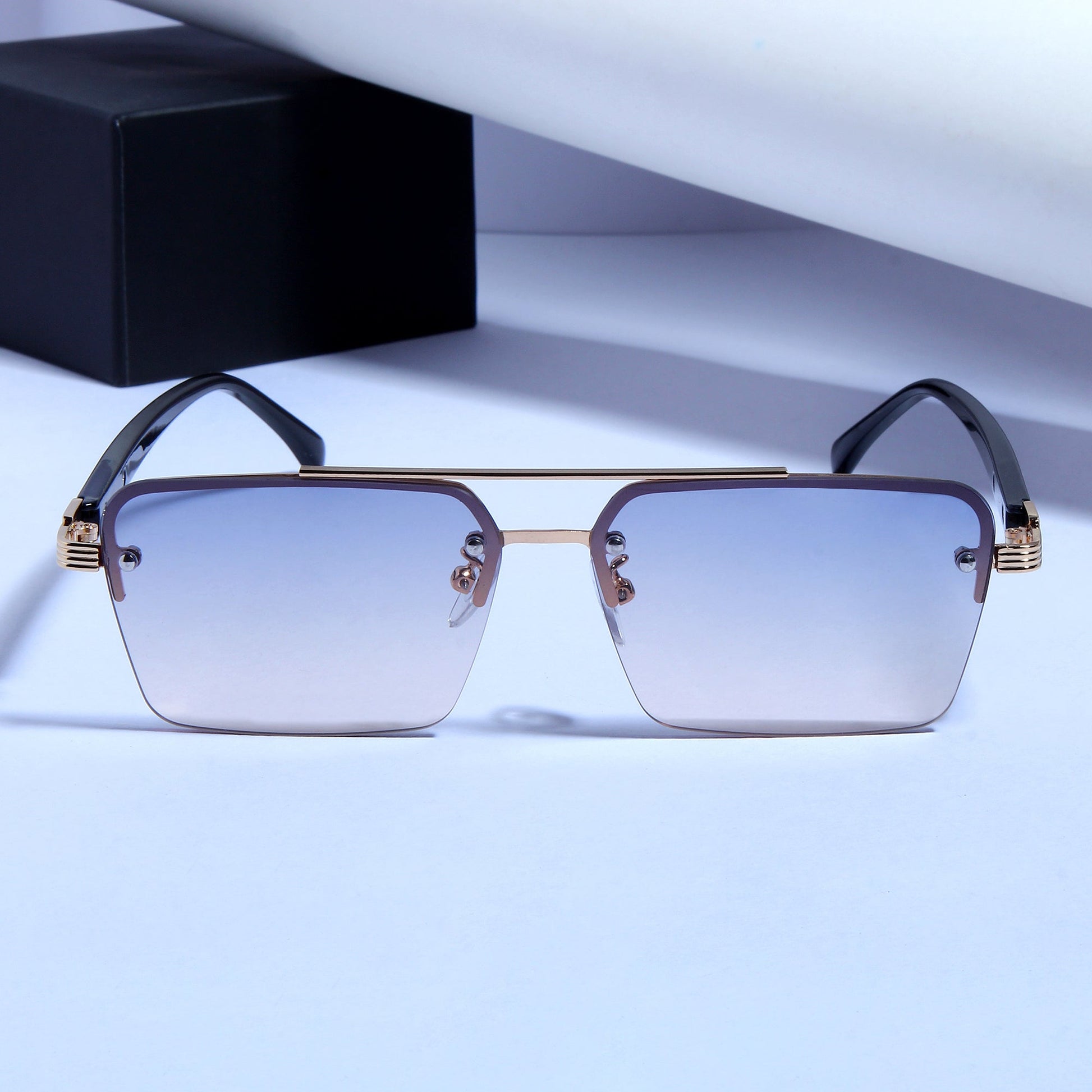SP2349 Black Peach Gradient Rectangle Sunglasses