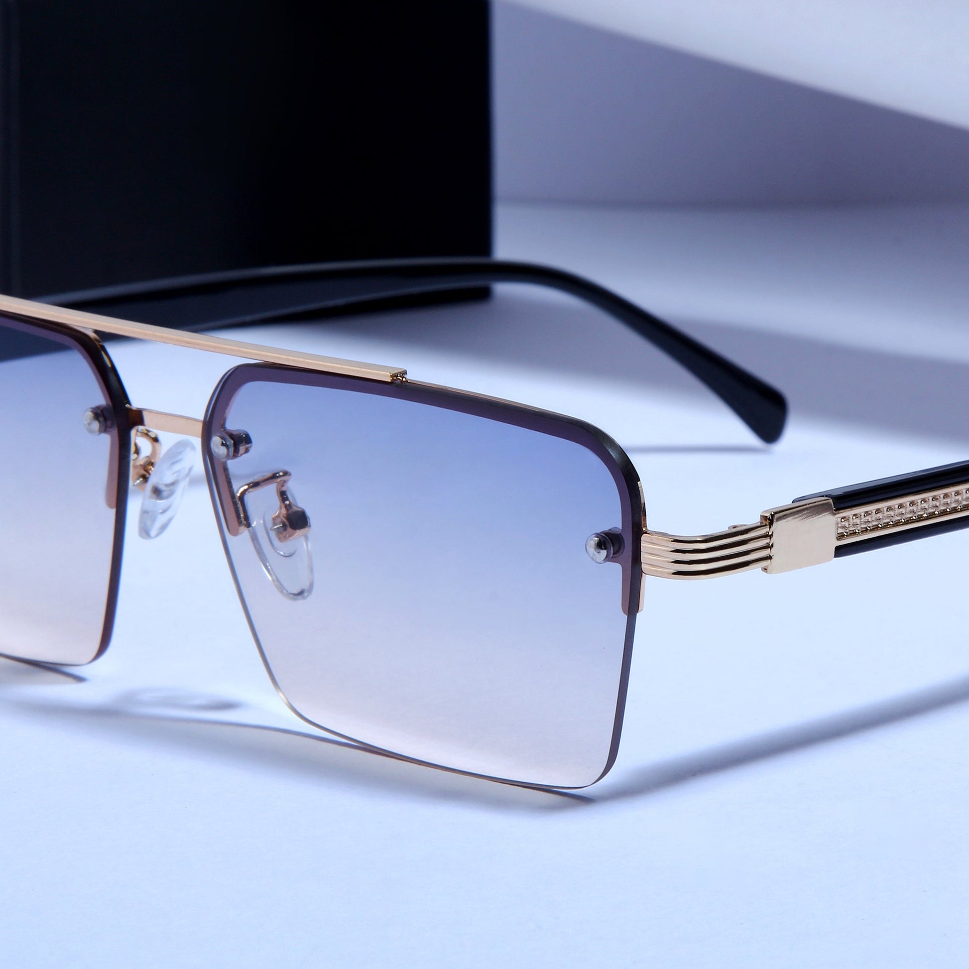 SP2349 Black Peach Gradient Rectangle Sunglasses