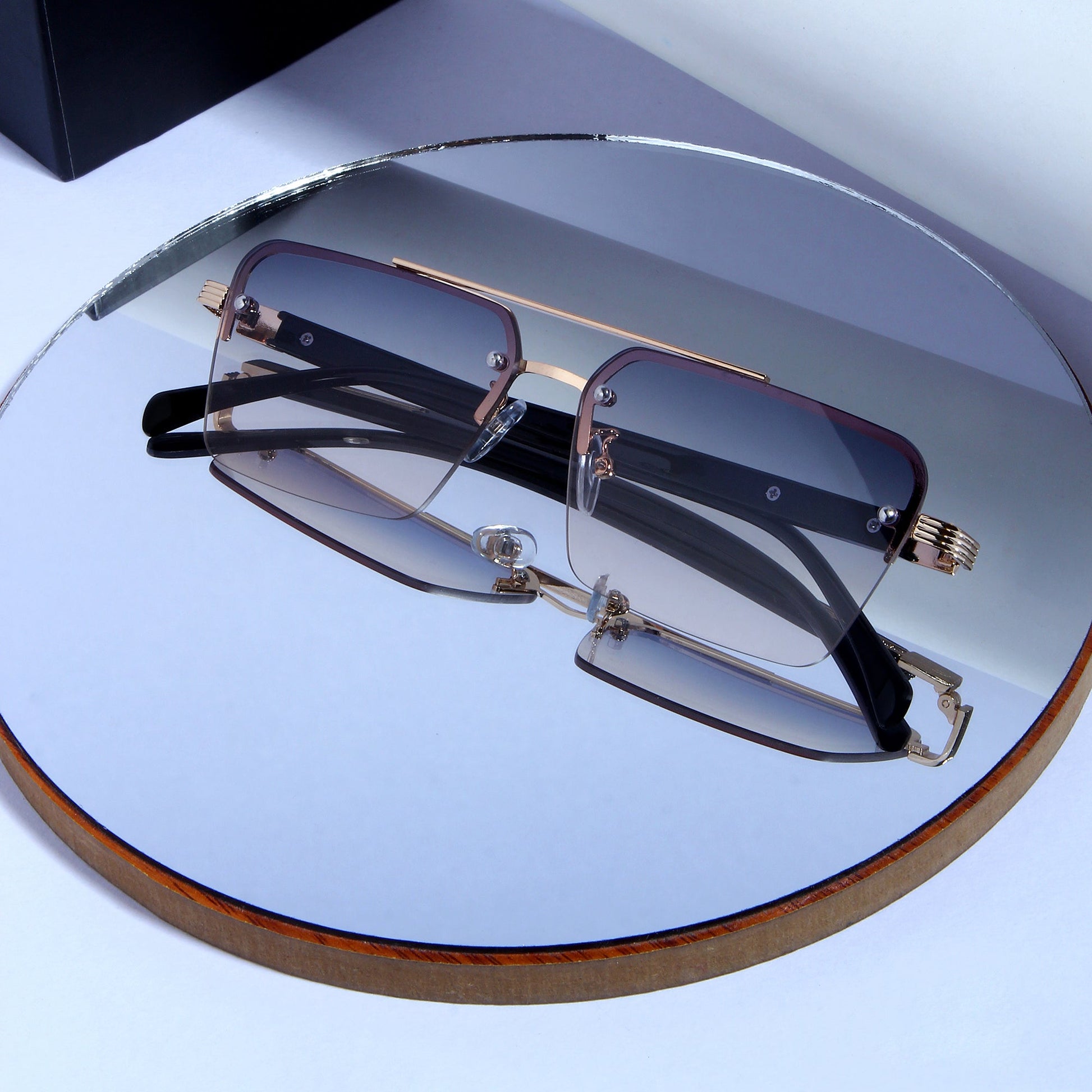 SP2349 Black Peach Gradient Rectangle Sunglasses