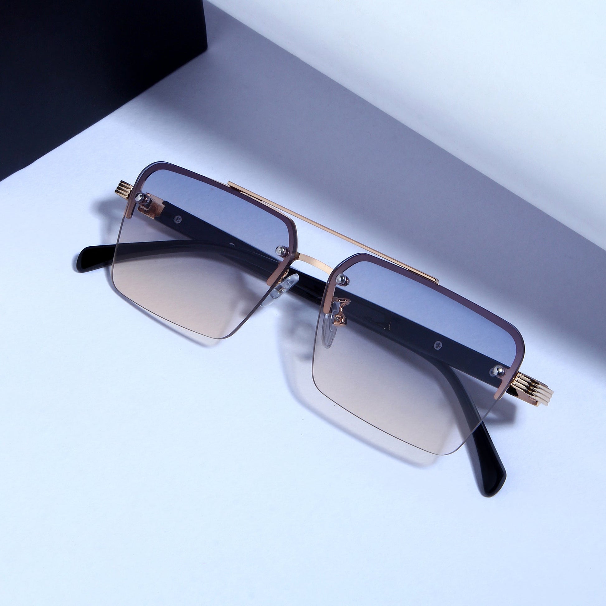 SP2349 Black Peach Gradient Rectangle Sunglasses