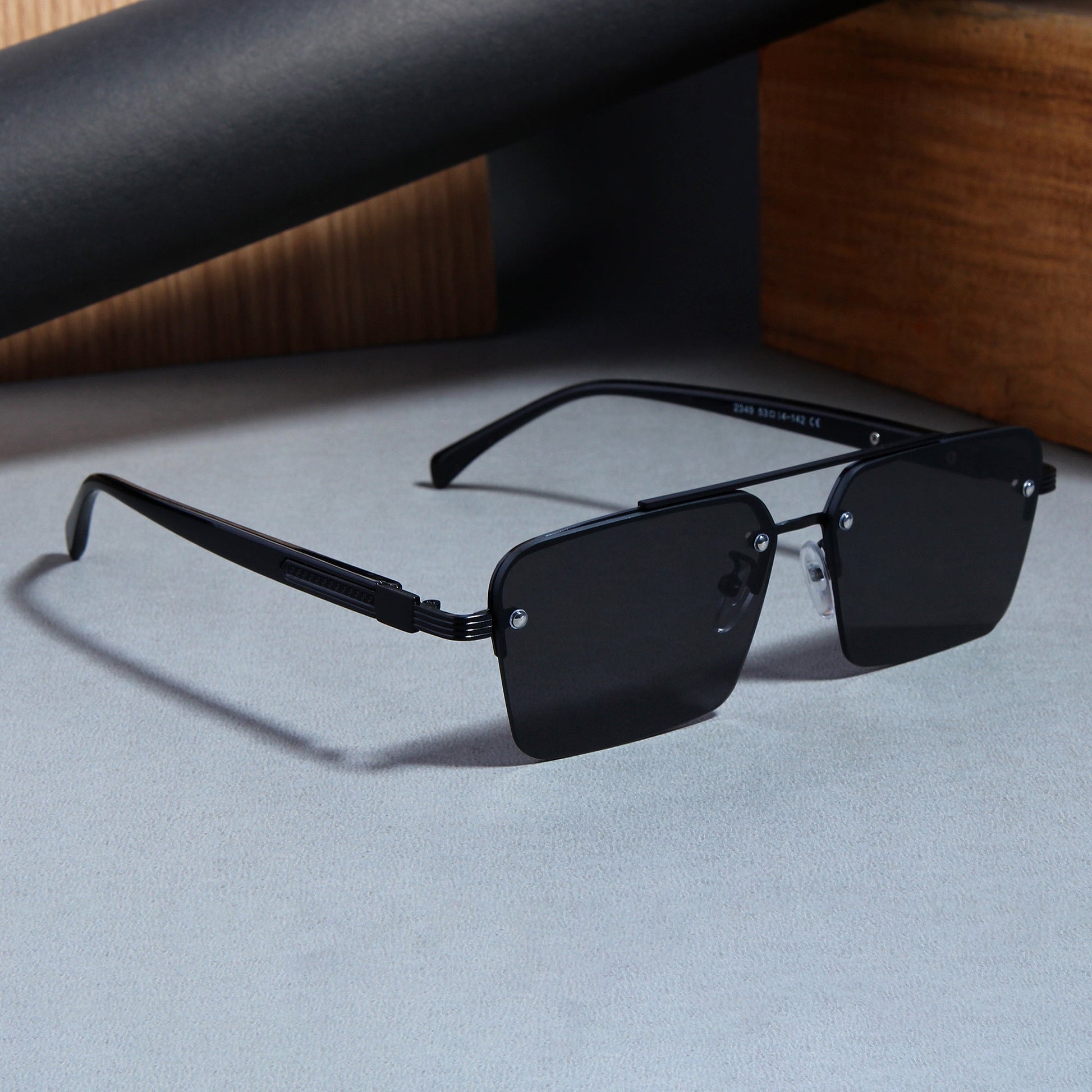 SP2349 Black Rectangle Sunglasses